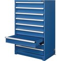 Global Industrial 9 Drawer Modular Cabinet, w/Lock, w/o Dividers, 36Wx24Dx57H Blue 298450BL